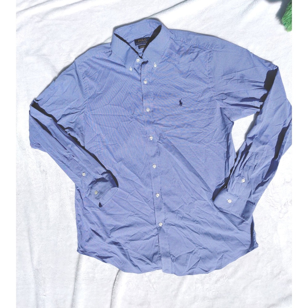 Polo Ralph Lauren Performance Mens XL Classic Fit Gingham Button Down Shirt Blue